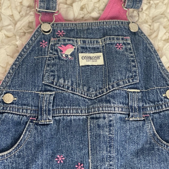 Oshkosh Winter Jean Overalls Girls Dress Bib 24 Months Penguins - Picture 4 of 9
